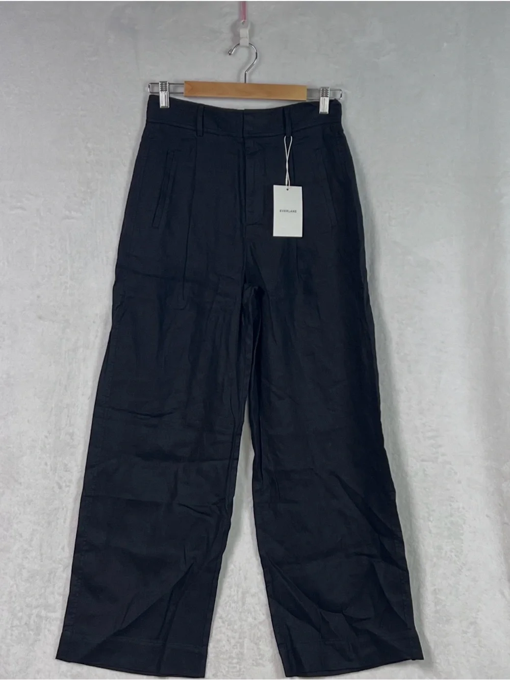 Everlane The Linen Way-High Drape Pant Black Wide Leg Classic Trousers Sz 6 NWT